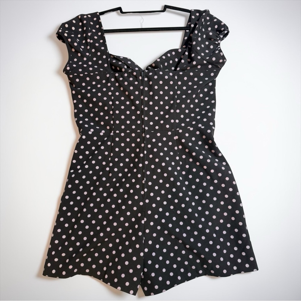 Stop Staring! Black Polka Dot Romper Vintage Inspired Pinup Coquette Sz 14